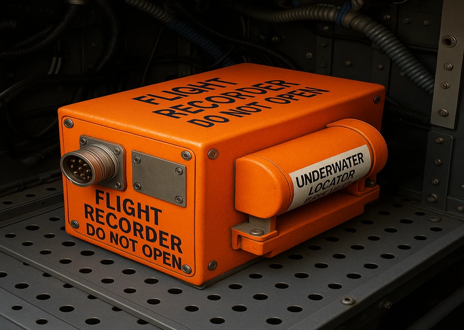 black box kept at a place in an airplane